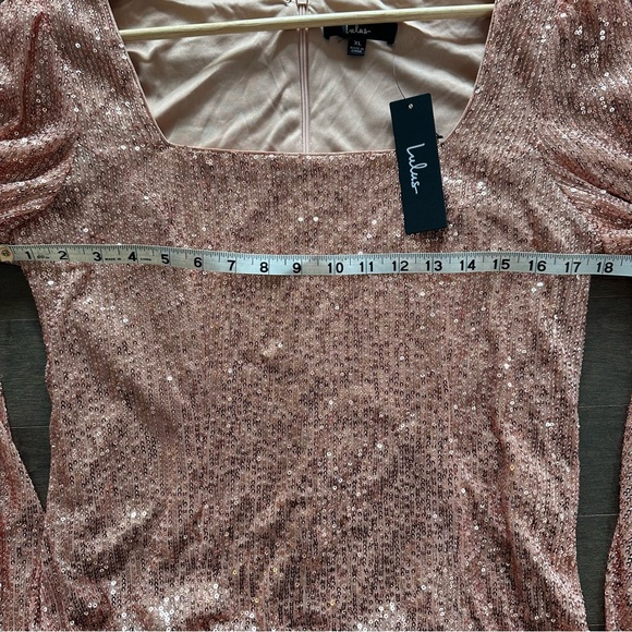 NWT Lulus Stay Shining Rose Gold Sequin Long Sleeve Top Party Holiday XL - Picture 9 of 13